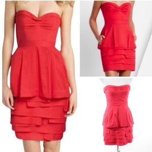 BCBG MaxAzria Red strapless ruffle tiered Dress size 8